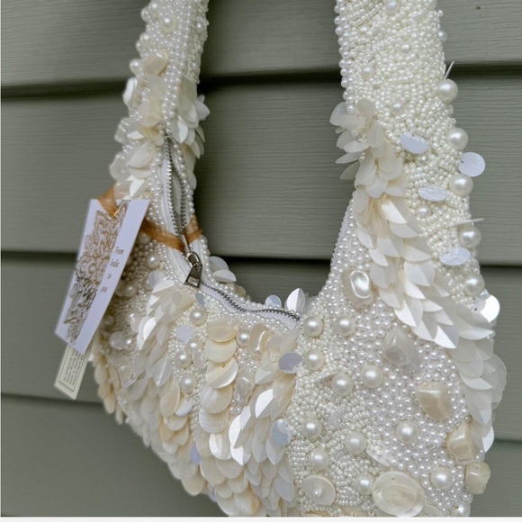 Handbags - Elegant Pearl-Embellished Shoulder Bag